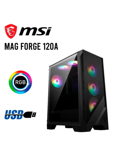 CASE GAMER MSI MAG FORGE 120A AIRFLOW ( 306-7G23A41-HH9 ) NEGRO | 6 LED-ARGB
