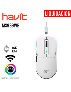 MOUSE GAMER HAVIT (MS969WB) BLANCO|RGB|WIRELESS-BT-USB
