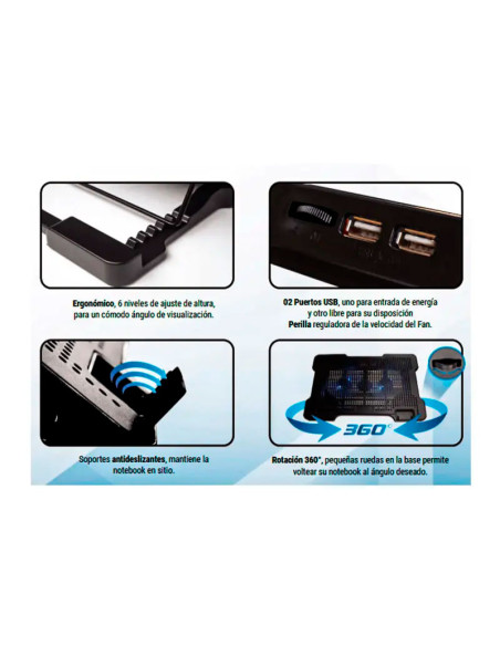 COOLER PARA LAPTOP ANTRYX N300 ( ACP-N300U2S ) SILVER