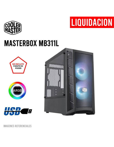 CASE GAMER COOLER MASTER MB311L MASTERBOX ( MCB-B311L-KGNN-S02 ) S/FUENTE | VIDRIO TEMPLADO | LED-ARGB