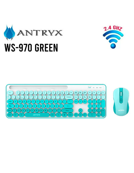 KIT ANTRYX WS-970 GREEN (ASC-WS970GN) TECLADO + MOUSE | WIRELESS