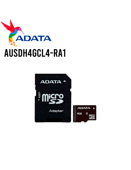 MEMORIA MICRO SDHC ADATA 4GB 4-AUSDH4GCL4-RA1
