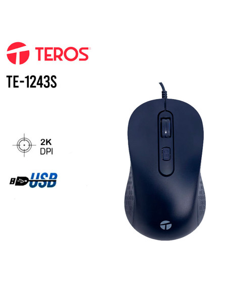 MOUSE TEROS TE-1243S OPTICO USB| DARK BLUE