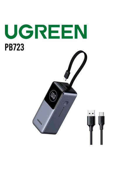 POWER BANK UGREEN 20000MAH ( PB723 ) 130W CARGA RAPIDA | 1 CABLE USB-C IN/OUT - 1 USB-C IN/OUT - 1 USB A OUT | (55365B)
