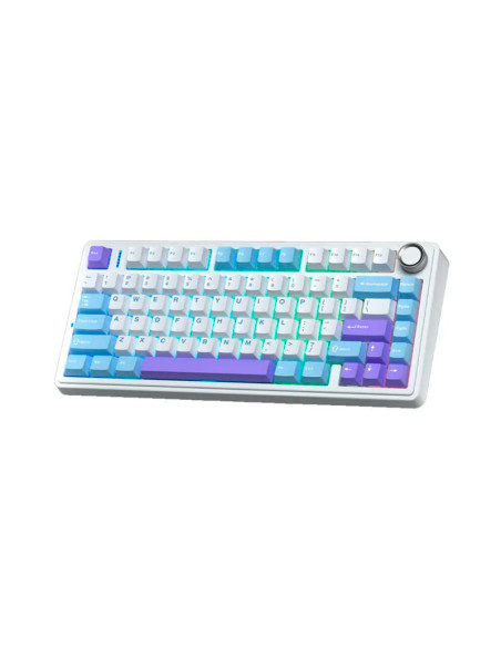TECLADO GAMER AULA F75 ( F75-SP ) WIRED - WIRELESS - BT | BLUE/WHITE/PURPLE | SWITCH REAPER | LED-RGB