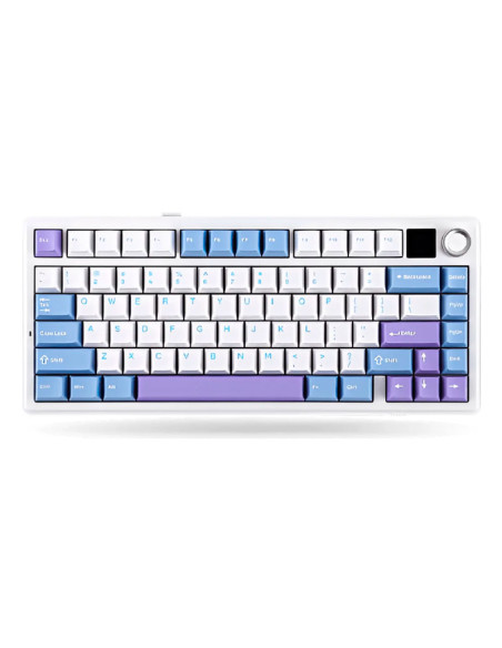 TECLADO GAMER AULA F75 ( F75-SP ) WIRED - WIRELESS - BT | BLUE/WHITE/PURPLE | SWITCH REAPER | LED-RGB