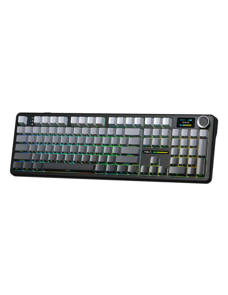 TECLADO GAMER AULA F108 PRO ( F108-PRO-SP ) WIRED - BT - WIRELESS | BLACK DEGRADED | SWITCH RAIN DROP | LED-RGB