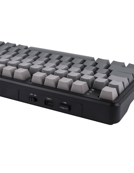 TECLADO GAMER AULA F108 PRO ( F108-PRO-SP ) WIRED - BT - WIRELESS | BLACK DEGRADED | SWITCH RAIN DROP | LED-RGB