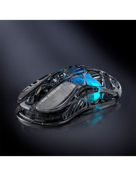 MOUSE GAMER GRAVASTAR MERCURY M2 ( M2-XTAL-BLK ) WIRELESS | SENSOR PAW3395 - 26K DPI | TRANSPARENT BLACK | LED-RGB