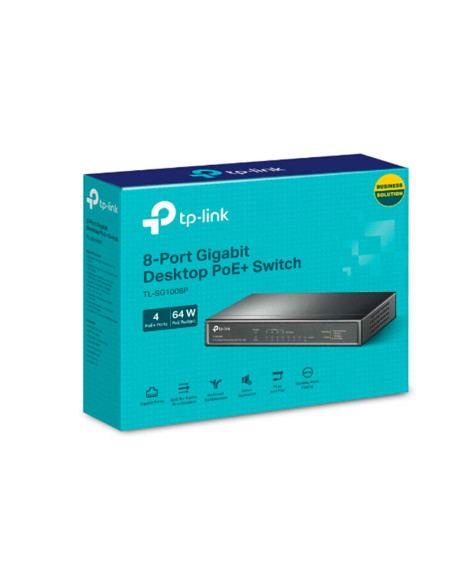 SWITCH TP-LINK 8PTOS GIGABIT 4 PTOS POE+ TL-SG1008P