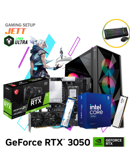 SETUP GAMER JETT ULTRA 5-225F 16GB 1TB SSD GEFORCE RTX 3050 6GB + KIT RAPTOR