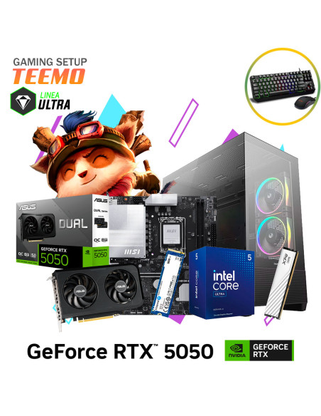 SETUP GAMER TEEMO ULTRA 5-225F 16GB 1TB SSD GEFORCE RTX 5050 8GB + KIT RAPTOR