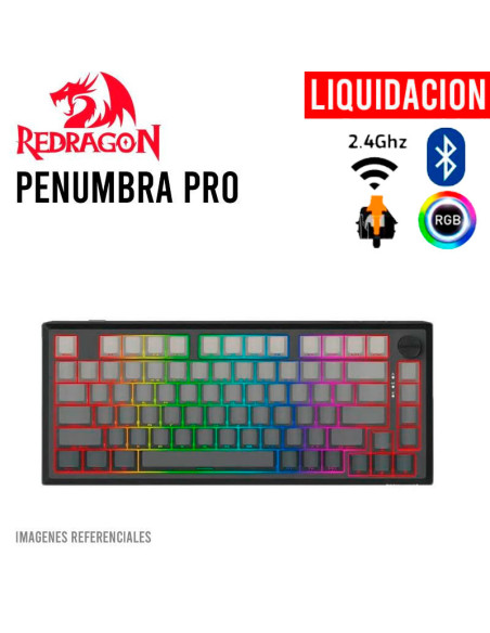 TECLADO GAMER REDRAGON PENUMBRA PRO (K687GG-RGB-PRO) WIRELES- BT- USB-C| SWITCH LION L|ALUMINIO/BLACK| LED RGB