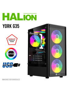CASE GAMER HALION YORK G35 S/FUENTE| VIDRIO TEMPLADO| 4...