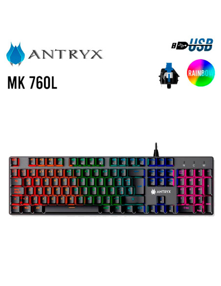 TECLADO GAMER ANTRYX MK 760L (AMK-760LKBL-SP) SWITCH- BLUE LED-RAINBOW