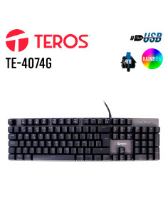 TECLADO GAMER TEROS (TE-4074G) USB 2.0| RAINBOW| BLACK