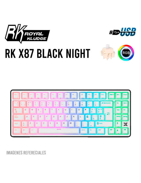 TECLADO GAMER ROYAL KLUDGE (RK X87) BLACK NIGHT| CREAMY SWITCH| CABLEADO| LED-RGB