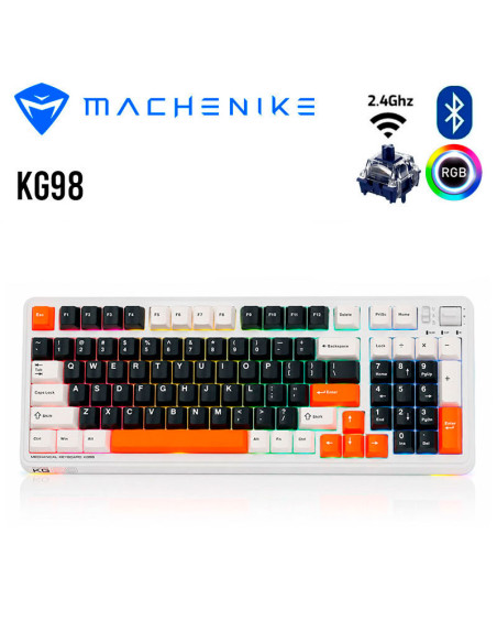 TECLADO GAMER MACHENIKE KG98 (KG98) SWITCH DEEP BLUE| WIRED-2.4G-BT| ORANGE