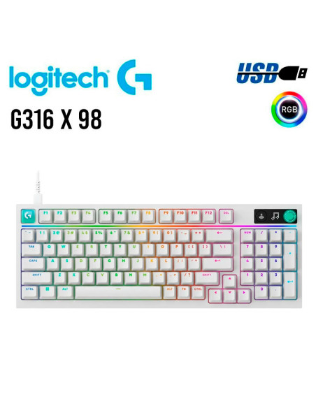 TECLADO GAMER LOGITECH G316 X 98 ( 920-014226 ) SWITCH TACTILE | RGB LIGHTSYNC | BLANCO