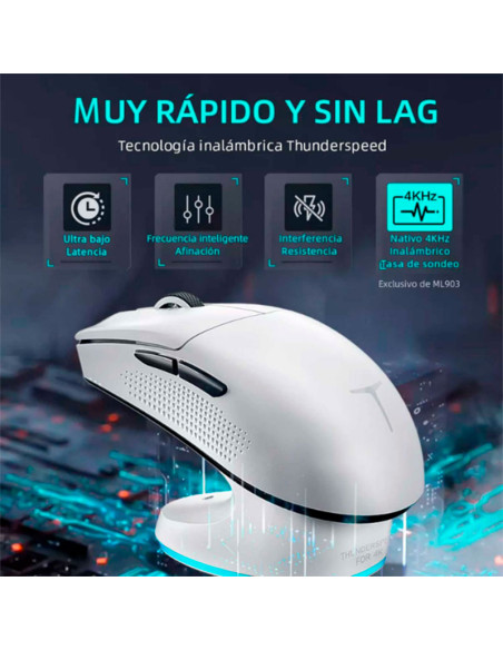 MOUSE GAMER THUNDEROBOT ( ML903 MINI WHITE ) INALAMBRICO | SENSOR PAW 3950 PRO | 30K DPI