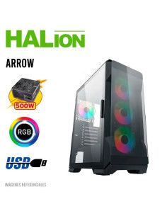 CASE GAMER HALION ARROW 500W 3X12RGB DOBLE RING VT