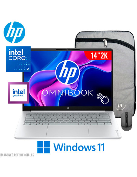LAPTOP HP OMNIBOOK 3 14-HU0052LA INTEL CORE 5 120U 8GB DDR5 512GB SSD 14" 2K TACTIL WINDOWS 11 (D70RTLA-ABM)