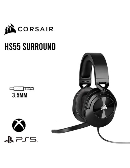 AUDIFONO GAMER CORSAIR HS55 CARBON SURROUND 7.1 (CA-9011389-WW) OMNIDIRECCIONAL|PS5-XBOX-PC-MAC