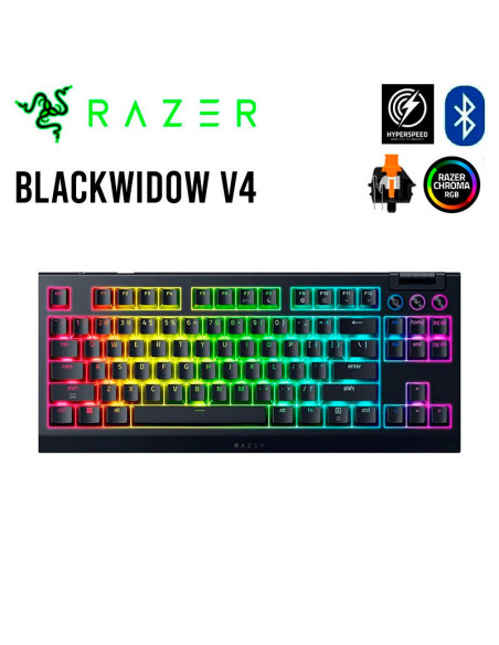 TECLADO GAMER RAZER BLACKWIDOW V4 TENKEYLESS HYPERSPEED (RZ03-05480200-R3U1) WIRELEES- SWITCH NARANJA