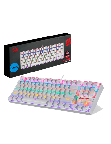 TECLADO GAMER REDRAGON KUMARA WHITE ( K552W-KR SP ) SWITCH RED | RETROILUMINACION RAINBOW