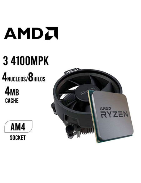 PROCESADOR AMD RYZEN 3 4100MPK MULTIPACK 3.8GHZ 100-100000510MPK OEM