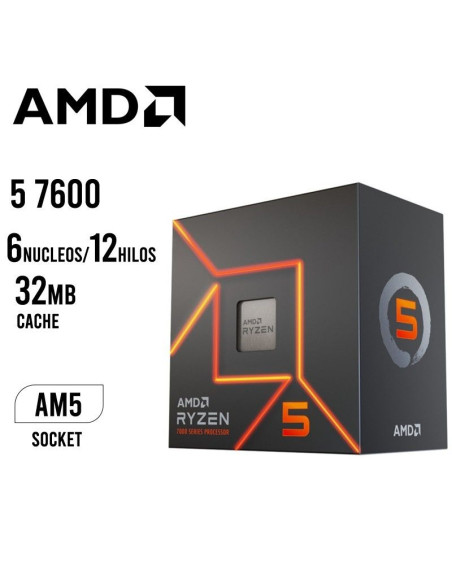 PROCESADOR AMD RYZEN 5 7600 3.8GHZ - 32MB | AM5 (100-100001015BOX)