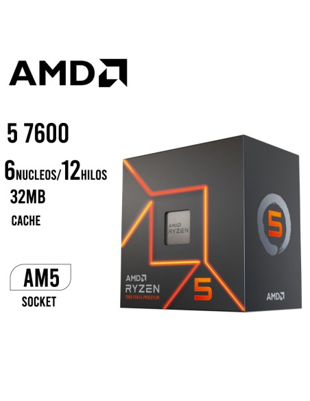 PROCESADOR AMD RYZEN 5 7600 3.8GHZ - 32MB | AM5 (100-100001015BOX)