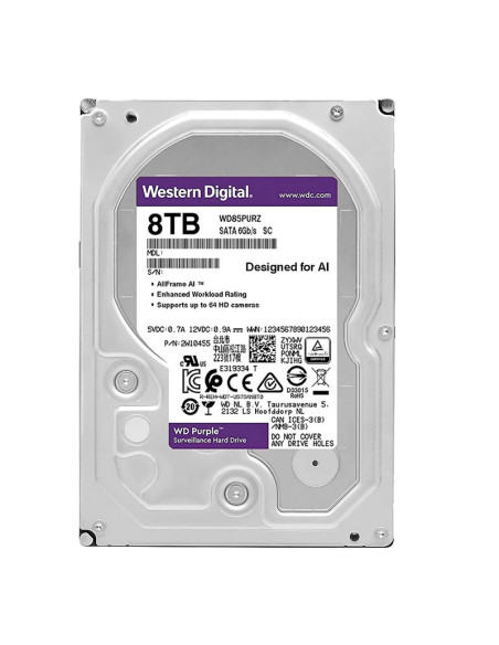 DISCO DURO WESTERN DIGITAL 8TB PURPURA (WD85PURZ) VIDEOVIGILANCIA 5640RPM|256MB