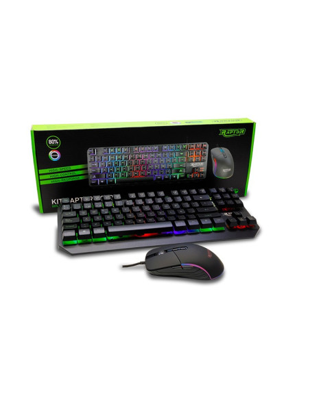 KIT RAPTOR BOLD ( RAPTOR-B ) TECLADO + MOUSE | SEMI MECANICO - 3600 DPI | LED-RAINBOW