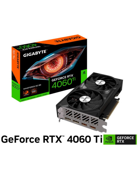 TARJETA DE VIDEO GIGABYTE RTX 4060 TI WINDFORCE OC 8GB GDDR6 (GV-N406TWF2OC-8GD) 128 BIT