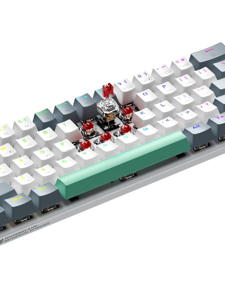 TECLADO GAMER MACHENIKE K500 WHITE (K500-B61W) USB - BLUETOOTH - WIRELESS |SWITCH RED| LED RGB