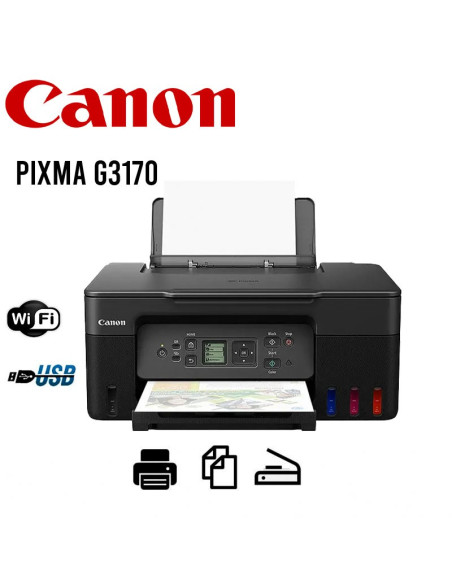 IMPRESORA MULTIFUNCIONAL CANON G3170 PIXMA ( G3170-LAM-BK ) IMPRIME - ESCANEA - FOTOCOPIA - INALAMBRICO