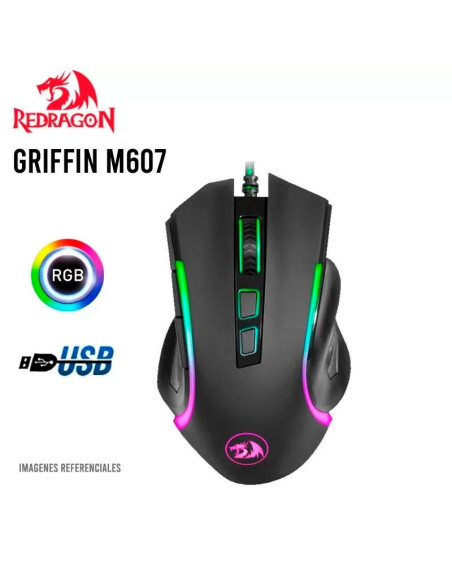 MOUSE GAMER REDRAGON GRIFFIN ( M607 ) LED RGB | USB | 7200 DPI | BLACK