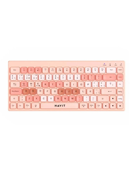 KIT TECLADO Y MOUSE HAVIT (KB831WB-SP) ROSA|WIRELESS+BT| TECLADO + MOUSE