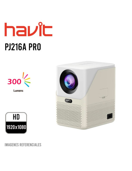 PROYECTOR HAVIT (PJ216A PRO) WHITE|1920X1080|300 ANSI LUMENES|SOPORTA 4K