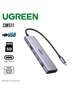 HUB USB-C UGREEN CM511 7 EN 1 (45521) 2X USB-C/ 1X USB-A/...