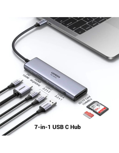 HUB USB-C UGREEN CM511 7 EN 1 (45521) 2X USB-C/...