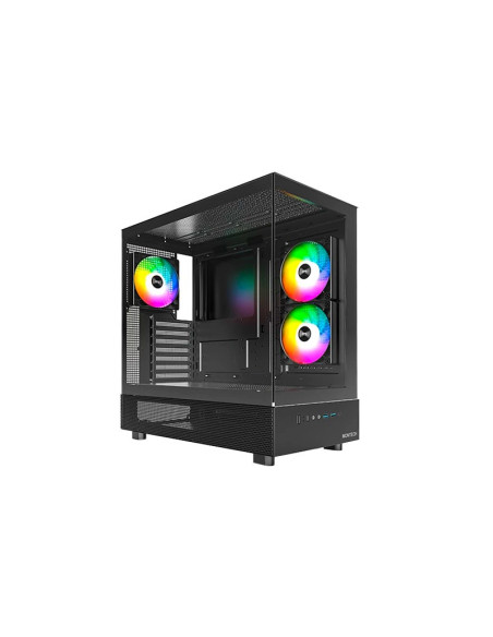 CASE MONTECH XR BLACK ( XR ) S/ FUENTE | VIDRIO TEMPLADO | 3 LED-ARGB