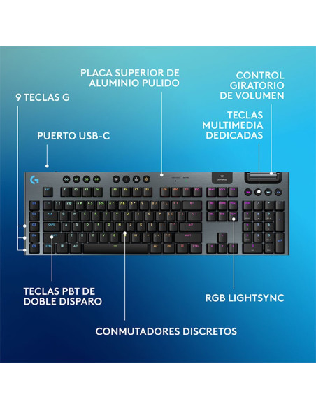TECLADO GAMER LOGITECH G915 X LIGHTSPEED ( 920-012670 ) WIRELESS | BLACK | GL TACTILE | LED-RGB