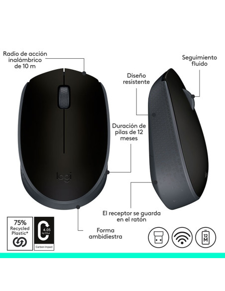 MOUSE LOGITECH M170 ( 910-004940 ) WIRELESS | BLACK