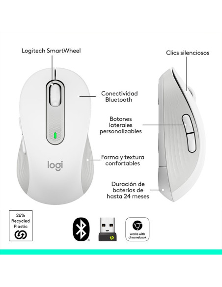 MOUSE LOGITECH M650 SIGNATURE SILENT WIRELESS WHITE (910-006252)