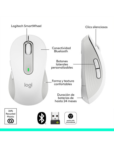 MOUSE LOGITECH SIGNATURE M650 L SILET WHITE (...