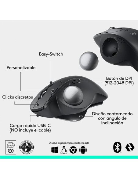 MOUSE LOGITECH MX ERGO S ( 910-007261 ) WIRELESS - BT | TRACKBALL | BLACK