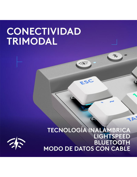 TECLADO LOGITECH G515 WHITE LIGHTSPEED TKL ( 920-012535 ) SWITCH TACTILE MECHANICAL | WIRELESS - BT | LED-RGB