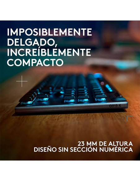 TECLADO GAMER LOGITECH G915 X LIGHTSPEED TKL ( 920-012715 ) WIRELESS | BLACK | GL TACTILE | LED-RGB